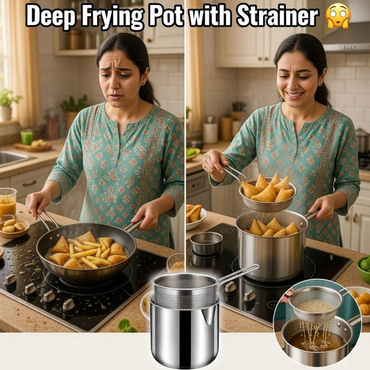 Deep Frying Pot with Strainer - iamlazy.store
