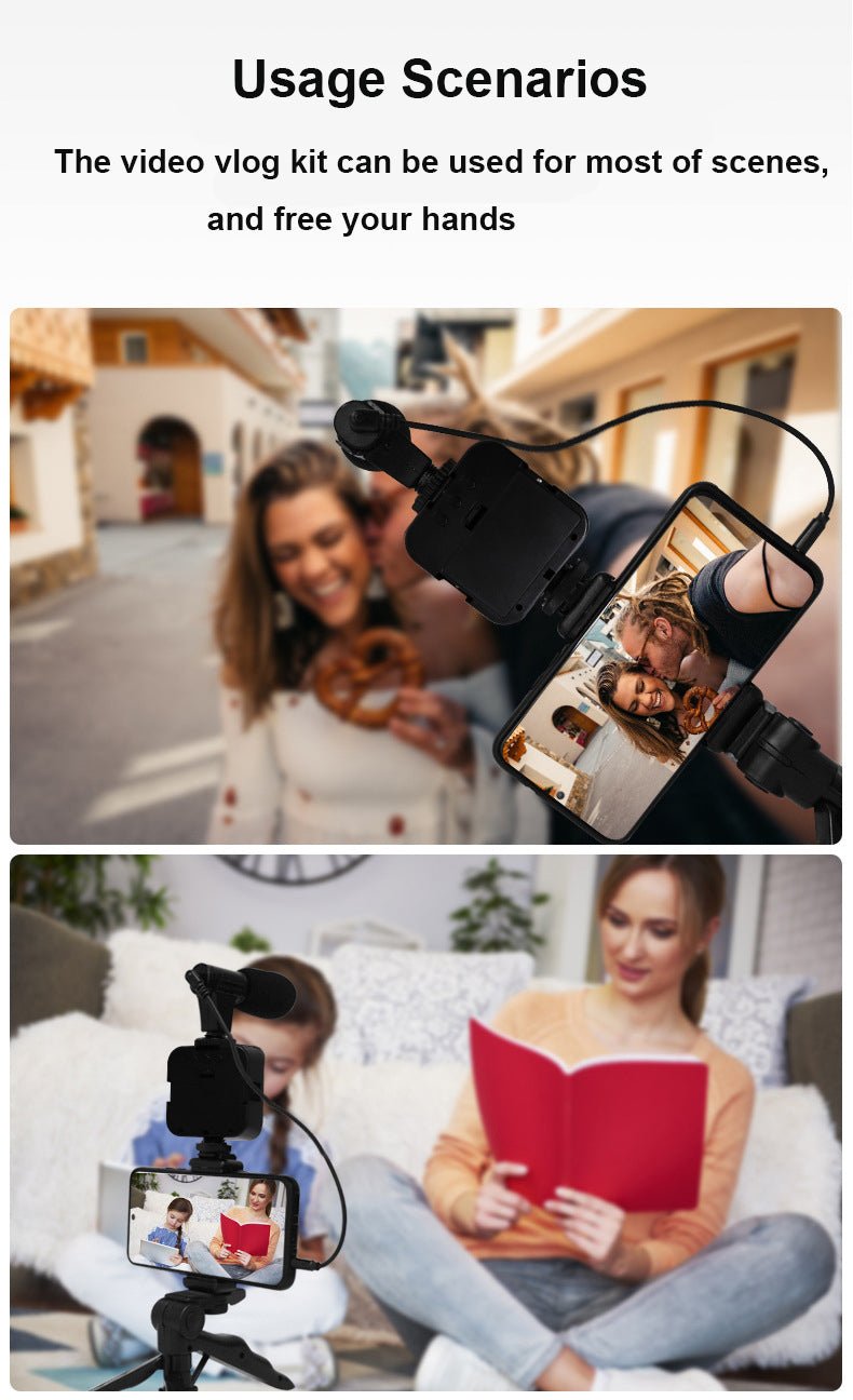 Vlogging Tripod with Microphone & LED - iamlazy.store