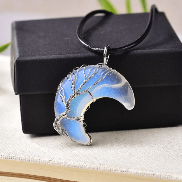 Tree of Life Crescent Moon Necklace - iamlazy.store