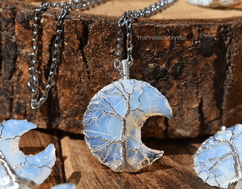 Tree of Life Crescent Moon Necklace - iamlazy.store