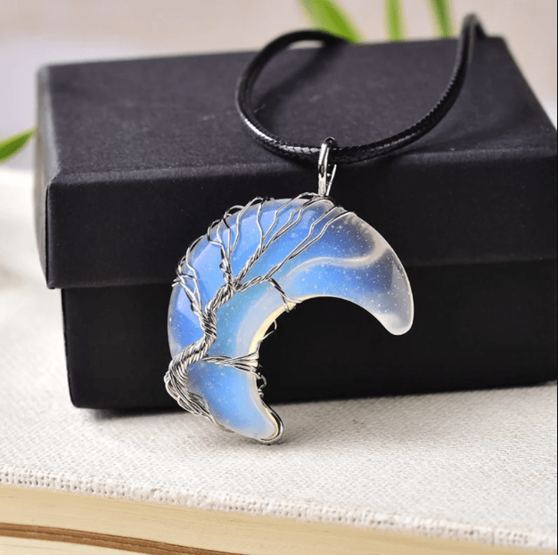 Tree of Life Crescent Moon Necklace - iamlazy.store
